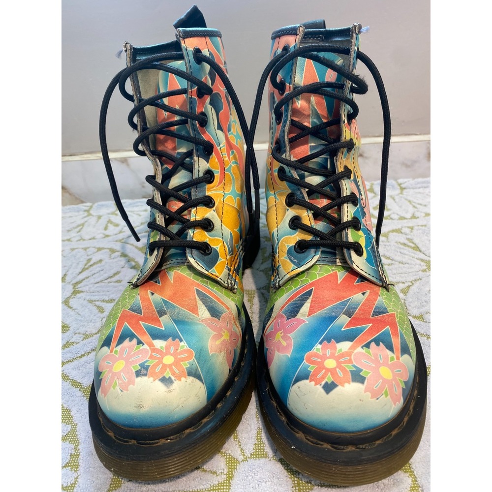 Doc Martens Psycho Tattoo 1460 Leather Boots Women's US 7 & UK 5 Rare Few Scuffs